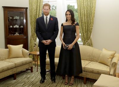 Prince Harry and Meghan Markle at a reception at Government House on October 28, 2018 in Wellington, New Zealand