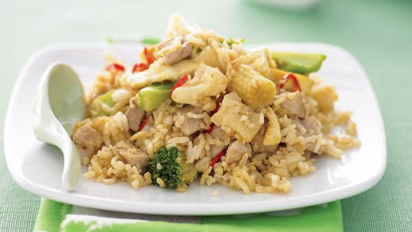 Fried rice with pork and vegetables