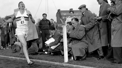 On May 6, 1954, Roger Bannister hit the tape to become the first person to break the four-minute mile in Oxford, England. (AAP)