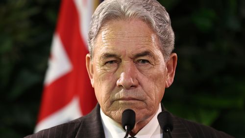 AUCKLAND, NEW ZEALAND - DECEMBER 06: Winston Peters, Deputy Prime Minister & Minister of Foreign Affairs of New Zealand, speaks to the media at Government House on December 06, 2024 in Auckland, New Zealand. This is the second edition of the meetings, which are intended to solidify defence and foreign relations between Australia and New Zealand as the region faces renewed tensions with Chinese influence in the Pacific remaining a key concern. (Photo by Fiona Goodall/Getty Images)