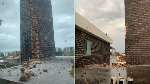 A Rockdale resident miraculously filmed the moment a lightning strike hit his home, shattering a wall and sending bricks flying. 