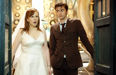 Catherine Tate as Donna Noble and David Tennant as the 10th Doctor in Doctor Who.