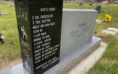 Fudge recipe scrolled on woman's tombstone