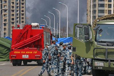 Massive warehouse explosion city of Tianjin, China