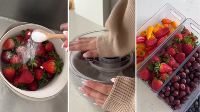 Woman's fruit cleaning routine