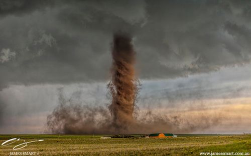 'Dirt' - a tornado winds its way through rural countryside, near Simla, Colorado. Source: James Young.