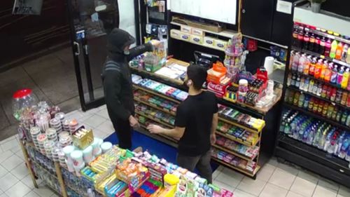 The alleged thief walked into the Ezymart at Randwick at about 10.30pm last night, allegedly pulled a knife from his sleeve and made demands.The man walked into the Ezymart at Randwick at about 10.30pm last night, allegedly pulled a knife from his sleeve and made demands.