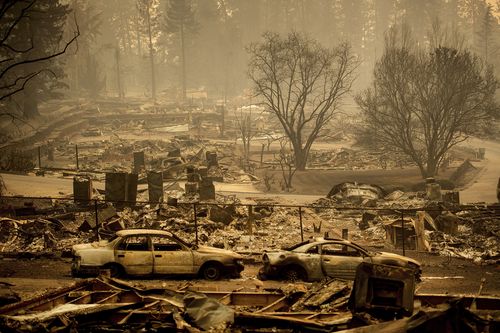 Homes leveled in Paradise, California.