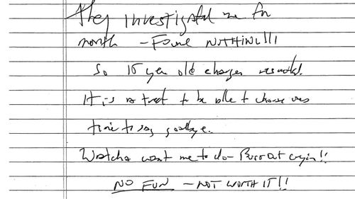 Jeffrey Epstein's purported suicide note.