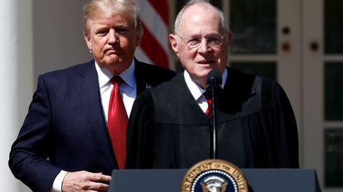 US President Donald Trump and retiring Supreme Court justice Anthony Kennedy. (AP).
