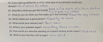 Paul Denyer filled in a 100-word questionnaire.