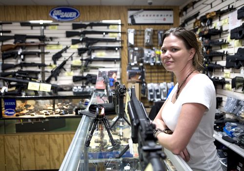 Gina Brewer, the manager of Texas Gun, one of the 6700 gun dealers located near the 3600-km long US-Mexico border.
