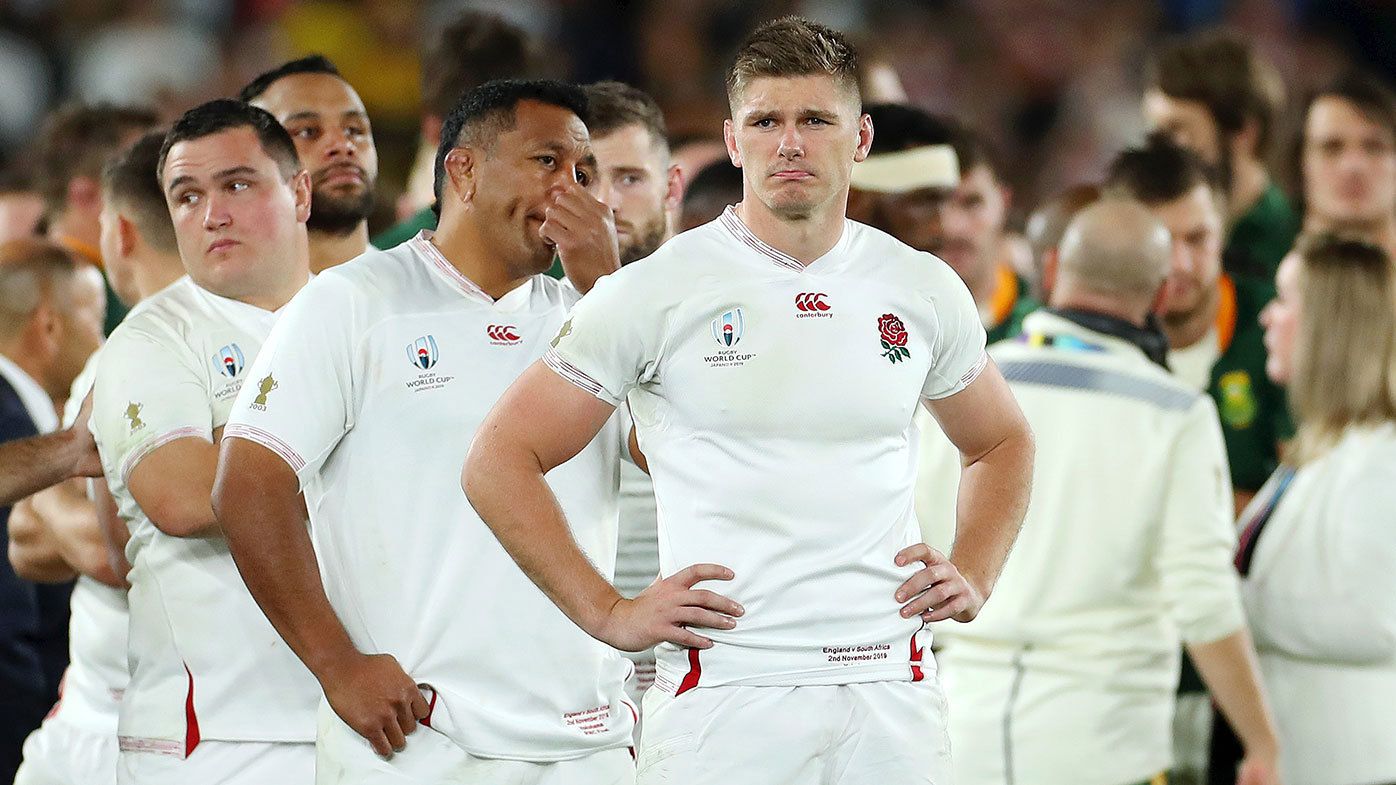 England star Owen Farrell looks on after losing the 2019 Rugby World Cup final to South Africa