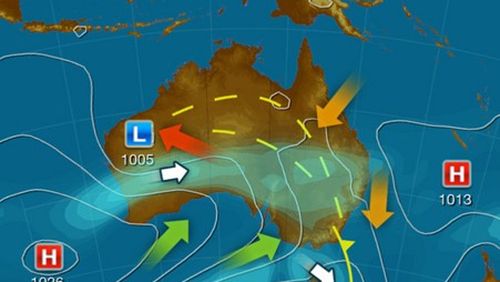 Synoptic chart from 2pm Sun 27th AEDT.