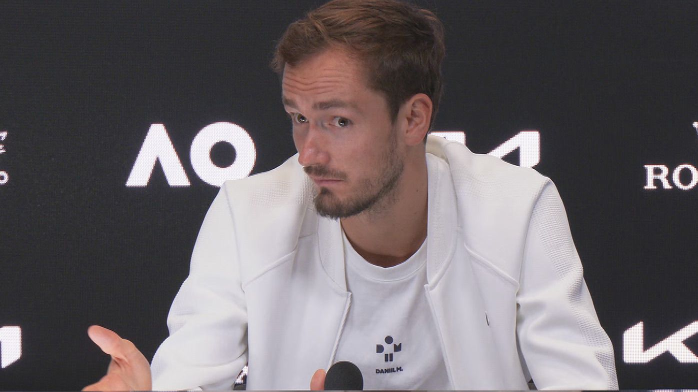 Daniil Medvedev speaking at a media conference on Saturday ahead of the Australian Open.