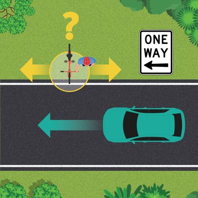 Can a cyclist ride the wrong way down a one-way street?