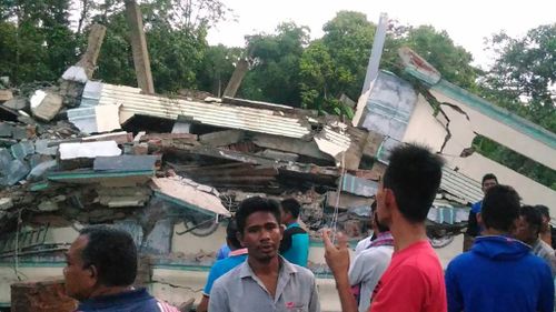 A flattened building. (AAP)