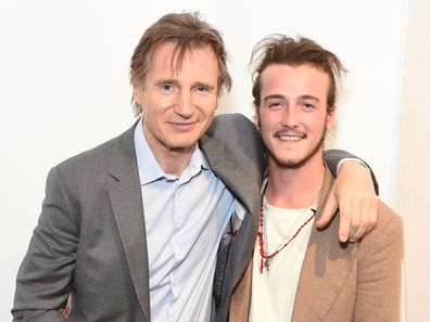 Liam Neeson, son Michael Neeson, Maison Mais Non launch party, Soho, June 2, 2015, London.