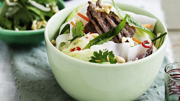 Vietnamese lemongrass beef and rice noodle salad