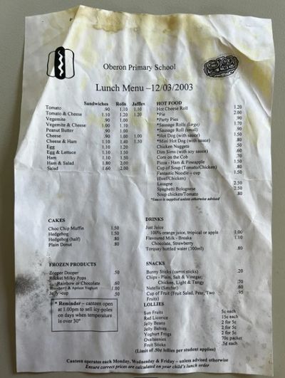 Canteen menus