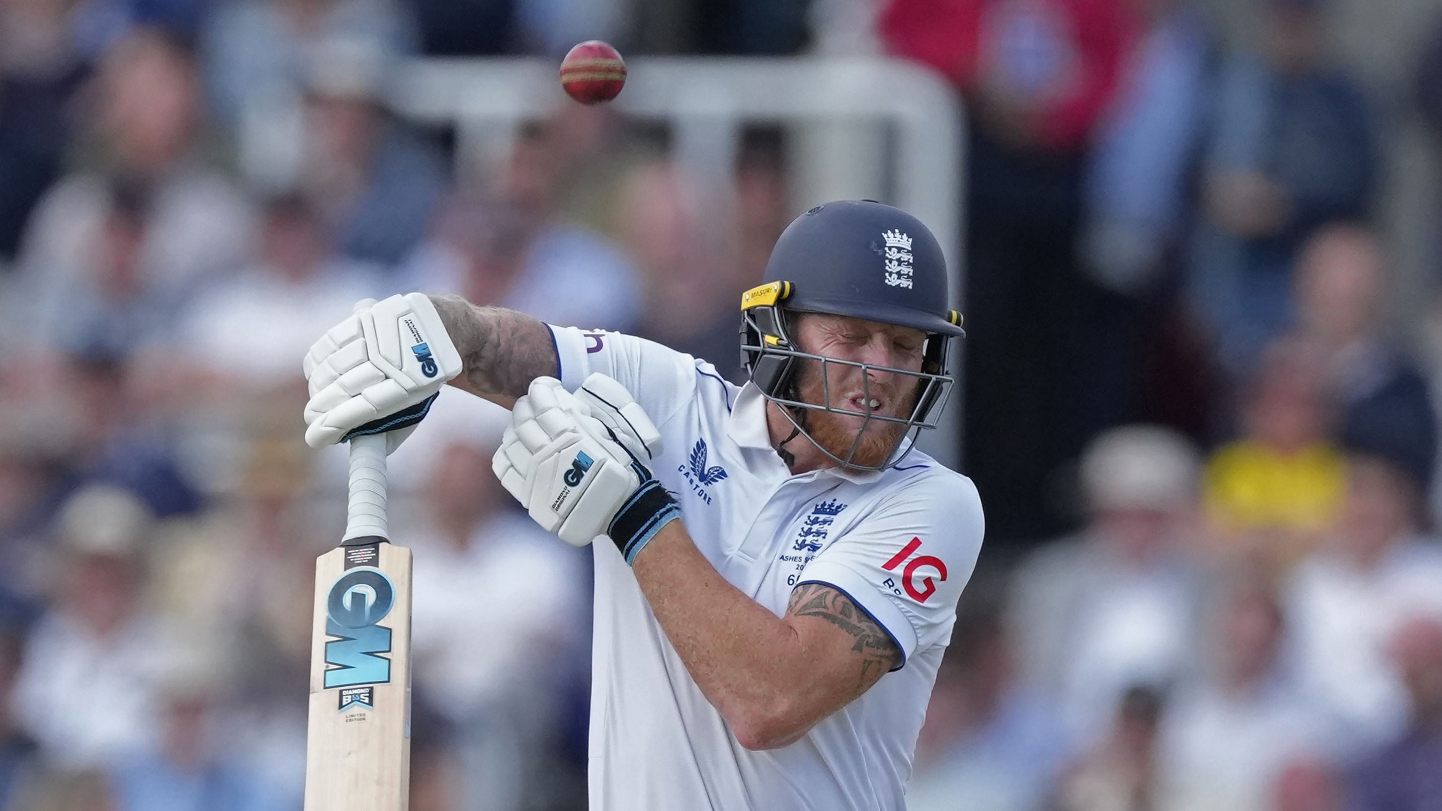 England&#x27;s captain Ben Stokes plays a shot during the fourth day of the second Ashes Test.