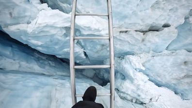 The Summit 2023: The trekkers face their fears as they're forced to cross a terrifying glacier with just a 'shaky' ladder holding their weight 