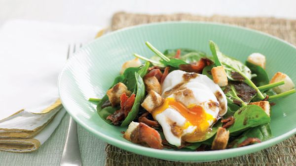 Bacon egg and spinach salad