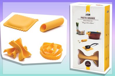 Monkey Business Pasta Shaped Silicone Kitchen Tools in A Gift Box / 2 of Our Big Pasta Shaped Kitchen Gadgets/Farfalloni Shaped Pot Grips, and