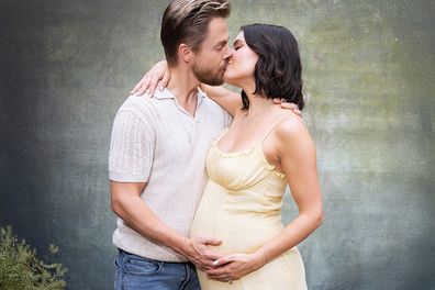 Hayley Erbert and Derek Hough celebrate her baby shower