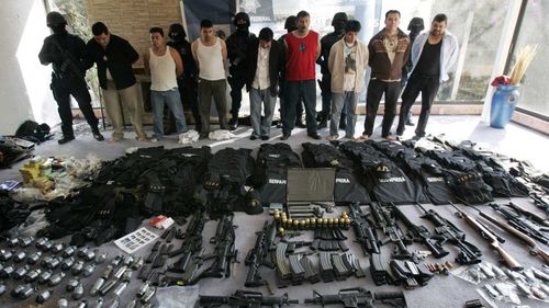 A cache of weapons seized from the Sinaloa cartel. 