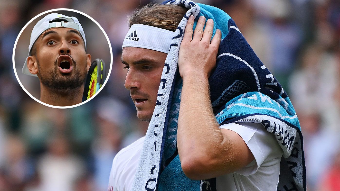Stefanos Tsitsipas cut a frustrated figure at Wimbledon when he was knocked out by Nick Kyrgios