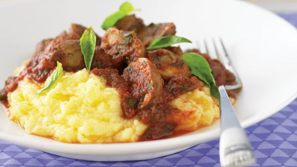 Swiss browns on soft polenta