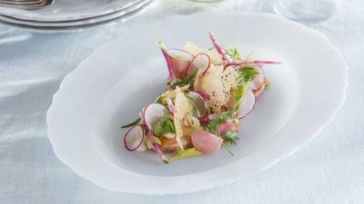 <strong>Sun Princess Share by Curtis Stone - prawns with lemon gel, turnip and citrus salt</strong>
