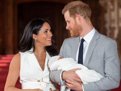 Meghan and Harry with baby Archie christening