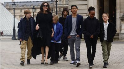 Angelina Jolie, Maddox Jolie-Pitt, Pax Jolie-Pitt, Zahara Jolie-Pitt, Shiloh Jolie-Pitt and Knox and Vivienne Jolie-Pitt