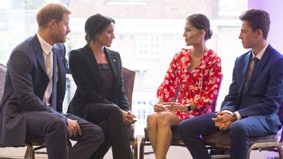 The Duke and Duchess of Sussex with Evie Toombes and her brother Rocco during the annual WellChild Awards at the Royal Lancaster Hotel in London. PRESS ASSOCIATION Photo. Picture date: Tuesday September 4, 2018. See PA story ROYAL WellChild. Photo credit should read: Victoria Jones/PA Wire