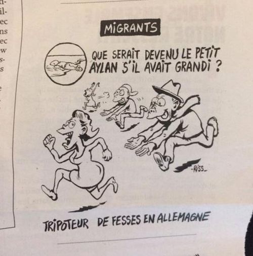 Charlie Hebdo cartoon shows drowned Syrian toddler as sex attacker