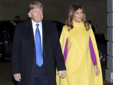 Donald and Melania Trump arrive at Buckingham Palace for NATO leaders reception.