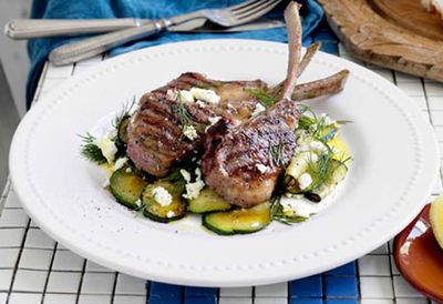 Wednesday: Char-grilled lamb with zucchini, feta and dill