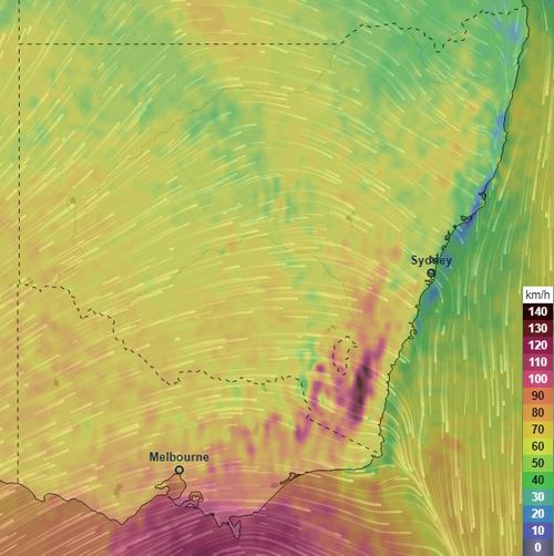 The ban also comes as the Bureau of Meteorology has issued a severe weather warning for NSW and Victoria ahead of possible 120km/h wind gusts.