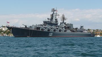 The Moskva guided missile cruiser, part of the Russian Navy's Black Sea Fleet. (Supplied)