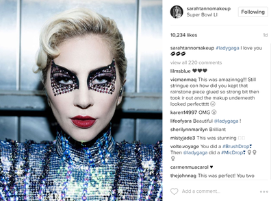 Lady Gaga red glitter eyes Super Bowl Makeup: Tutorial & Pictures