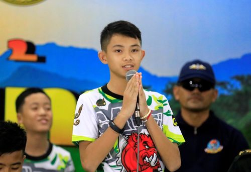 Duangpetch Promthep introduces himself during the news conference in Chiang Rai, Thailand July 18, 2018. 