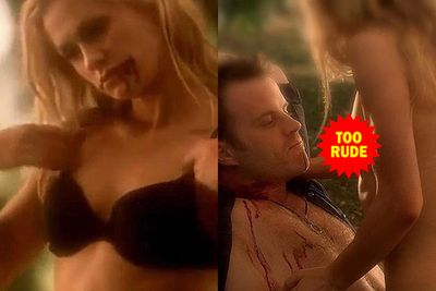 Sookie (Anna Paquin) gave faerie-vampire Warlow (Rob Kazinsky) a graphic sexual surprise in faerie land.