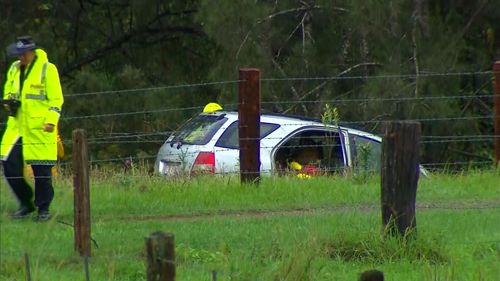 The partially submerged car was discovered this morning not far from Marys Creek Road. 