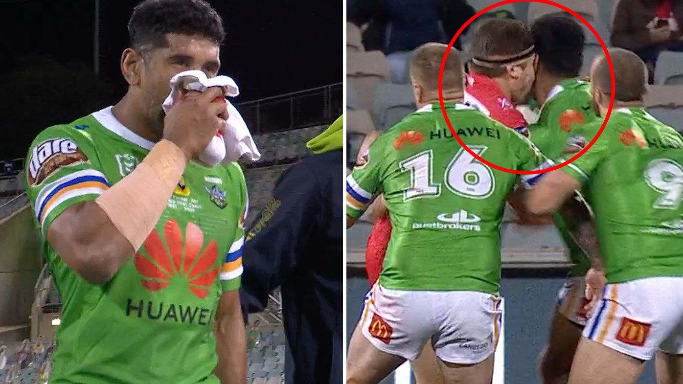 Soliola rushed to hospital in the Canberra Raiders' win over the Dragons 