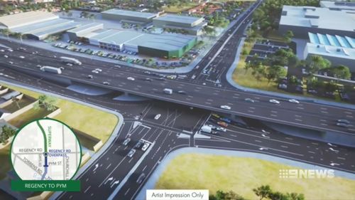 The 1.8 kilometre stretch of South Road between Pym Street and Regency Road in Adelaide's west will be transformed into a six-lane motorway. (9NEWS)