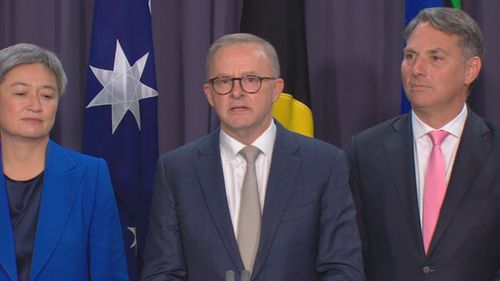 Prime Minister Anthony Albanese, Senator Penny Wong and Deputy Prime Minister Richard Marles.