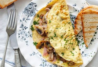 Tuesday: Fluffy cheese and mushroom omelette
