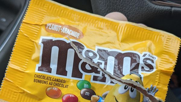 Man stumped by find in M&amp;M packet on Halloween